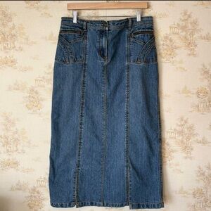 Vintage 90s y2k NoFuze utility paneled long denim maxi skirt utility grunge L